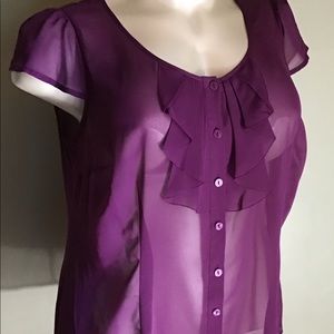 Worthington 2X Sheer Cap Sleeve Ruffle Top & Cami